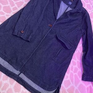 Stylish Dark Blue Coat with Button Details